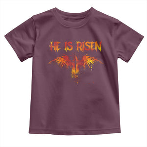 He Is Risen Toddler T Shirt Phoenix Christian Jesus Resurrection Cross TS10 Maroon Print Your Wear