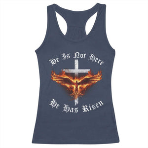 Easter Jesus Has Risen Racerback Tank Top Christian Religious Phoenix Resurrection Cross TS10 Navy Print Your Wear