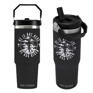 Easter Jesus Has Risen Flip Straw Tumbler Christian Bible Verse Graphic Cross 90s Style TS10 One Size: 30 oz Black Print Your Wear