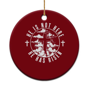 Easter Jesus Has Risen Ceramic Ornament Christian Bible Verse Graphic Cross 90s Style TS10 1pc Red Print Your Wear
