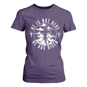 Easter Jesus Has Risen T Shirt For Women Christian Bible Verse Graphic Cross 90s Style TS10 Purple Print Your Wear