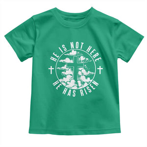 Easter Jesus Has Risen Toddler T Shirt Christian Bible Verse Graphic Cross 90s Style TS10 Irish Green Print Your Wear