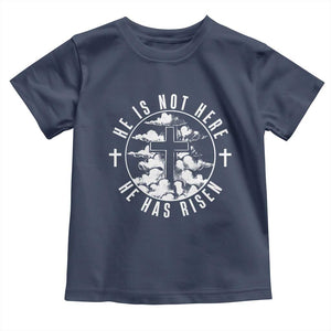 Easter Jesus Has Risen Toddler T Shirt Christian Bible Verse Graphic Cross 90s Style TS10 Navy Print Your Wear