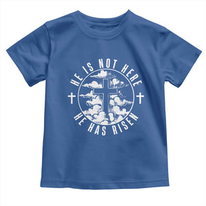 Easter Jesus Has Risen Toddler T Shirt Christian Bible Verse Graphic Cross 90s Style TS10 Royal Blue Print Your Wear