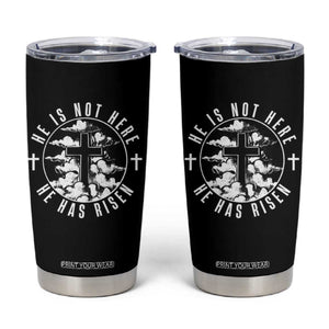 Easter Jesus Has Risen Tumbler Cup Christian Bible Verse Graphic Cross 90s Style TS10 Black Print Your Wear