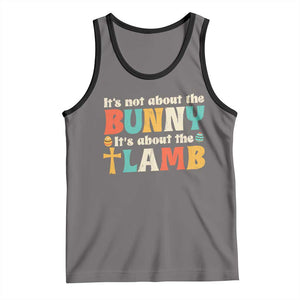 Religious Easter Tank Top Retro Its Not About The Bunny Its About The Lamb TS10 Deep Heather Black Print Your Wear