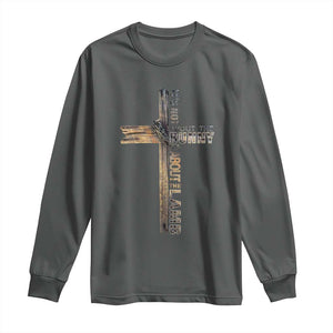Easter Christian Long Sleeve Shirt Vintage Cross Farmhouse Religious Not About Bunny About the Lamb TS10 Dark Heather Print Your Wear