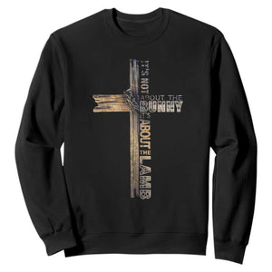 Easter Christian Sweatshirt Vintage Cross Farmhouse Religious Not About Bunny About the Lamb TS10 Black Print Your Wear