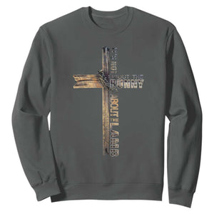 Easter Christian Sweatshirt Vintage Cross Farmhouse Religious Not About Bunny About the Lamb TS10 Dark Heather Print Your Wear