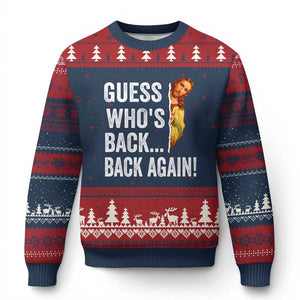 Funny Jesus Meme Quote Ugly Christmas Sweater Easter Guess Whos Back Funny Religious TS10 Navy Red Print Your Wear
