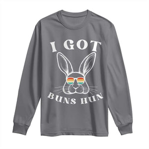 Rabbit Easter Bunny Sunglasses Long Sleeve Shirt Retro Vintage I Got Buns Hun Funny Jokes TS10 Charcoal Print Your Wear