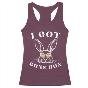 Rabbit Easter Bunny Sunglasses Racerback Tank Top Retro Vintage I Got Buns Hun Funny Jokes TS10 Maroon Print Your Wear
