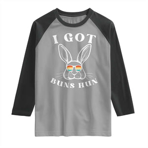 Rabbit Easter Bunny Sunglasses Raglan Shirt Retro Vintage I Got Buns Hun Funny Jokes TS10 Sport Gray Black Print Your Wear