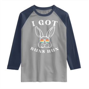 Rabbit Easter Bunny Sunglasses Raglan Shirt Retro Vintage I Got Buns Hun Funny Jokes TS10 Sport Gray Navy Print Your Wear