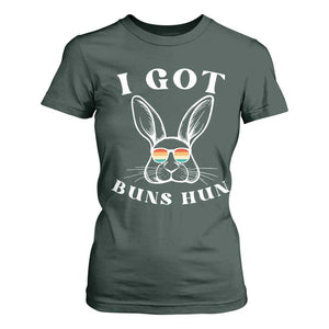 Rabbit Easter Bunny Sunglasses T Shirt For Women Retro Vintage I Got Buns Hun Funny Jokes TS10 Dark Forest Green Print Your Wear