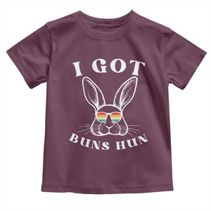 Rabbit Easter Bunny Sunglasses Toddler T Shirt Retro Vintage I Got Buns Hun Funny Jokes TS10 Maroon Print Your Wear