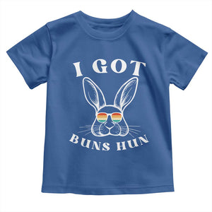 Rabbit Easter Bunny Sunglasses Toddler T Shirt Retro Vintage I Got Buns Hun Funny Jokes TS10 Royal Blue Print Your Wear