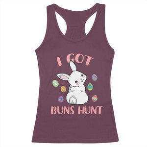 Rabbit Easter Bunny Sunglasses Racerback Tank Top I Got Buns Hun Funny Jokes TS10 Maroon Print Your Wear