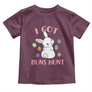 Rabbit Easter Bunny Sunglasses Toddler T Shirt I Got Buns Hun Funny Jokes TS10 Maroon Print Your Wear