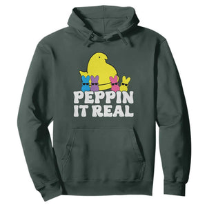Easter Bunny Hoodie Peepin It Real Rabbit Candy Easter TS10 Dark Forest Green Print Your Wear