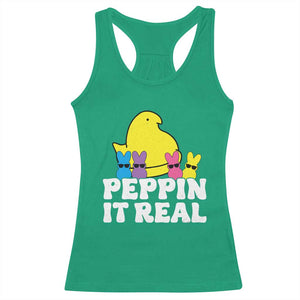 Easter Bunny Racerback Tank Top Peepin It Real Rabbit Candy Easter TS10 Irish Green Print Your Wear