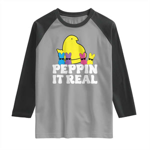 Easter Bunny Raglan Shirt Peepin It Real Rabbit Candy Easter TS10 Sport Gray Black Print Your Wear