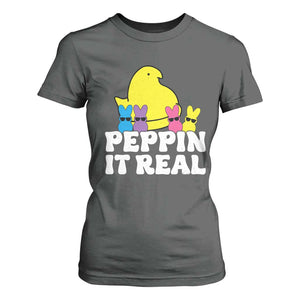 Easter Bunny T Shirt For Women Peepin It Real Rabbit Candy Easter TS10 Dark Heather Print Your Wear
