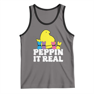 Easter Bunny Tank Top Peepin It Real Rabbit Candy Easter TS10 Deep Heather Black Print Your Wear