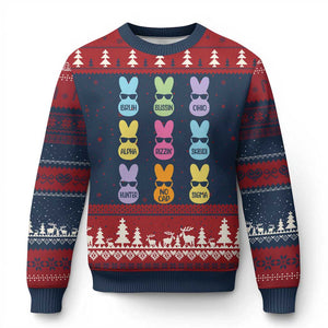 Easter Bruh Ugly Christmas Sweater Gen Alpha Slang Skibidi Rizz Cute Bunny TS10 Navy Red Print Your Wear