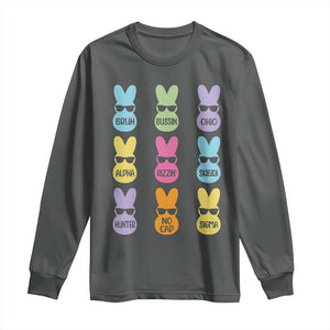 Easter Bruh Long Sleeve Shirt Gen Alpha Slang Skibidi Rizz Cute Bunny TS10 Dark Heather Print Your Wear