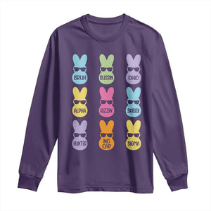 Easter Bruh Long Sleeve Shirt Gen Alpha Slang Skibidi Rizz Cute Bunny TS10 Purple Print Your Wear
