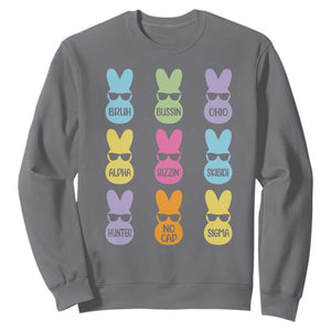 Easter Bruh Sweatshirt Gen Alpha Slang Skibidi Rizz Cute Bunny TS10 Charcoal Print Your Wear