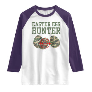 Easter Egg Hunter Raglan Shirt Camo Funny Hunting TS10 White Purple Print Your Wear