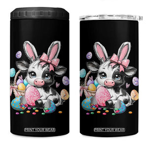 Easter Day Cow 4 in 1 Can Cooler Tumbler Cute Cow Bunny Heifer TS10 One Size: 16 oz Black Print Your Wear