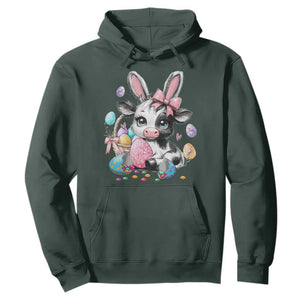 Easter Day Cow Hoodie Cute Cow Bunny Heifer TS10 Dark Forest Green Print Your Wear