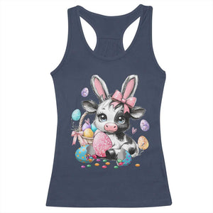 Easter Day Cow Racerback Tank Top Cute Cow Bunny Heifer TS10 Navy Print Your Wear