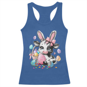 Easter Day Cow Racerback Tank Top Cute Cow Bunny Heifer TS10 Royal Blue Print Your Wear