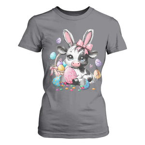 Easter Day Cow T Shirt For Women Cute Cow Bunny Heifer TS10 Charcoal Print Your Wear