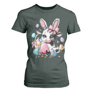 Easter Day Cow T Shirt For Women Cute Cow Bunny Heifer TS10 Dark Forest Green Print Your Wear