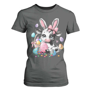 Easter Day Cow T Shirt For Women Cute Cow Bunny Heifer TS10 Dark Heather Print Your Wear