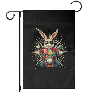 Biker Bunny Garden Flag Retro Easter Day Rabbit Ride Motorcycles Motorbike TS10 Black Print Your Wear