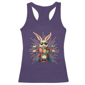 Biker Bunny Racerback Tank Top Retro Easter Day Rabbit Ride Motorcycles Motorbike TS10 Purple Print Your Wear
