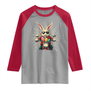 Biker Bunny Raglan Shirt Retro Easter Day Rabbit Ride Motorcycles Motorbike TS10 Sport Gray Red Print Your Wear
