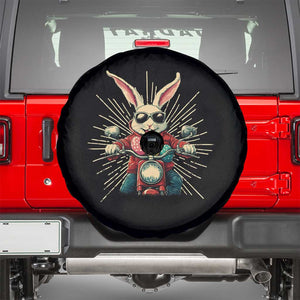 Biker Bunny Spare Tire Cover Retro Easter Day Rabbit Ride Motorcycles Motorbike TS10 Black Print Your Wear