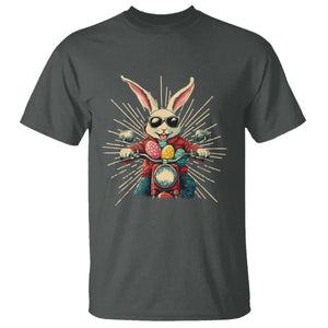 Biker Bunny T Shirt Retro Easter Day Rabbit Ride Motorcycles Motorbike TS10 Dark Heather Print Your Wear