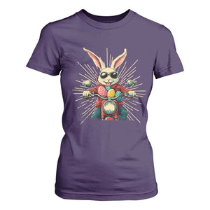 Biker Bunny T Shirt For Women Retro Easter Day Rabbit Ride Motorcycles Motorbike TS10 Purple Print Your Wear