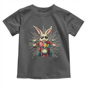 Biker Bunny Toddler T Shirt Retro Easter Day Rabbit Ride Motorcycles Motorbike TS10 Dark Heather Print Your Wear