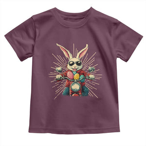 Biker Bunny Toddler T Shirt Retro Easter Day Rabbit Ride Motorcycles Motorbike TS10 Maroon Print Your Wear