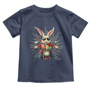 Biker Bunny Toddler T Shirt Retro Easter Day Rabbit Ride Motorcycles Motorbike TS10 Navy Print Your Wear