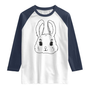 Cute Bunny Raglan Shirt Kawaii Rabbit Happy Easter Day TS10 White Navy Print Your Wear